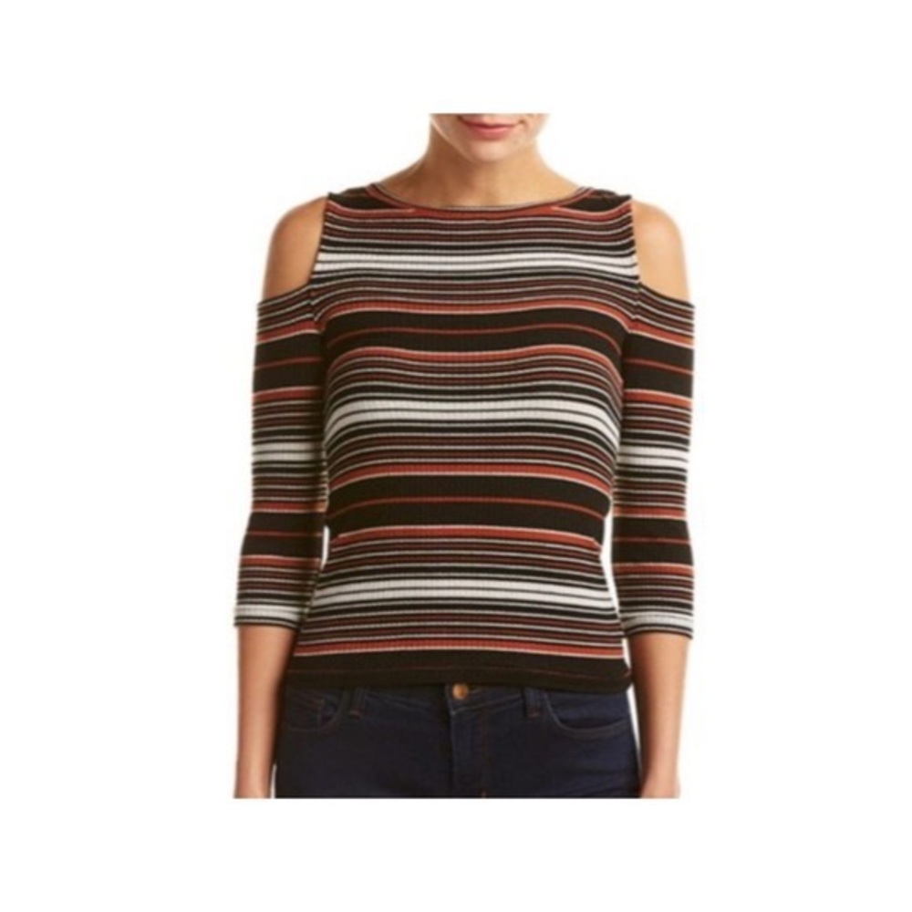 Free People Cold-Shoulder Striped knit Top